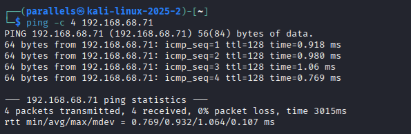 Network verification from Kali Linux